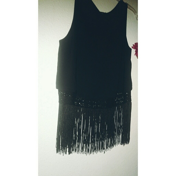Jessica Simpson Black Fringed Crop Tank - Picture 4 of 7